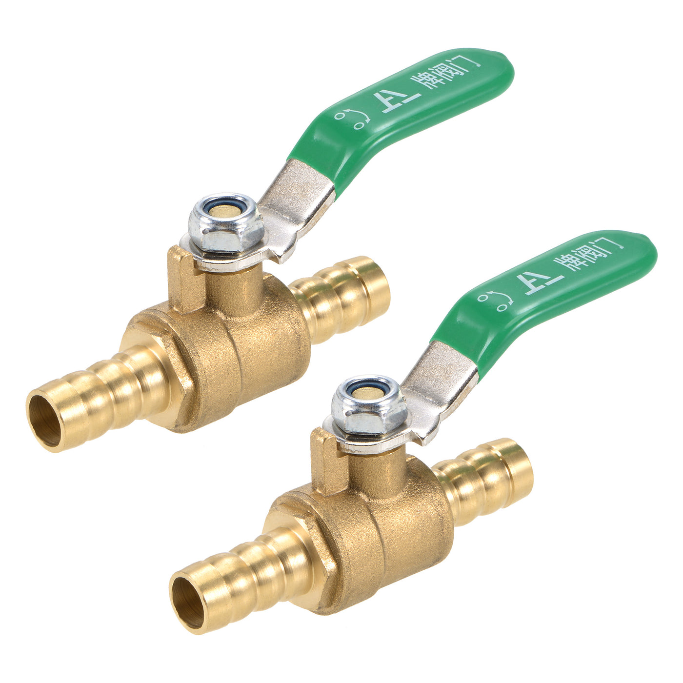 Uxcell Uxcell Brass Air Ball Valve Shut Off Switch 12mm Hose Barb to 12mm Hose Barb Brass Tone 2Pcs