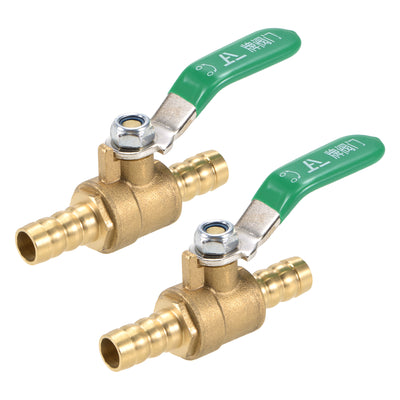 Harfington Uxcell Brass Air Ball Valve Shut Off Switch 12mm Hose Barb to 12mm Hose Barb Brass Tone 2Pcs