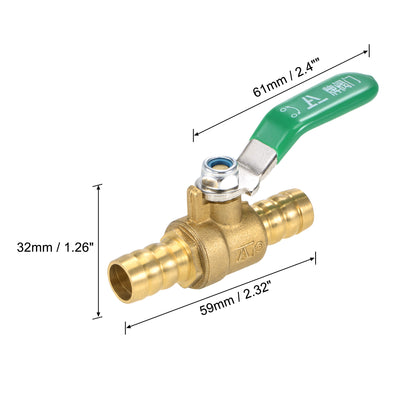 Harfington Uxcell Brass Air Ball Valve Shut Off Switch 12mm Hose Barb to 12mm Hose Barb Brass Tone