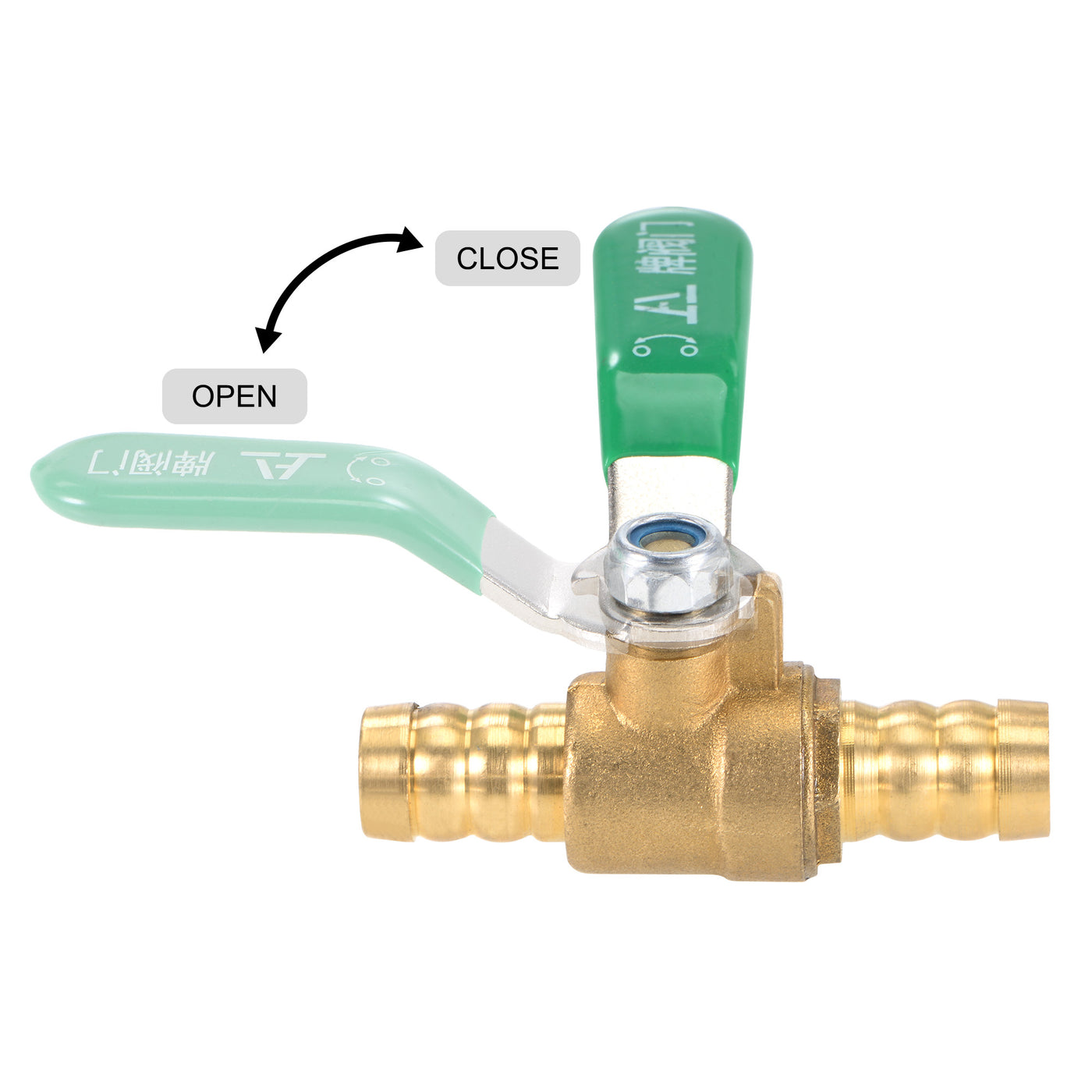 Uxcell Uxcell Brass Air Ball Valve Shut Off Switch 12mm Hose Barb to 12mm Hose Barb Brass Tone