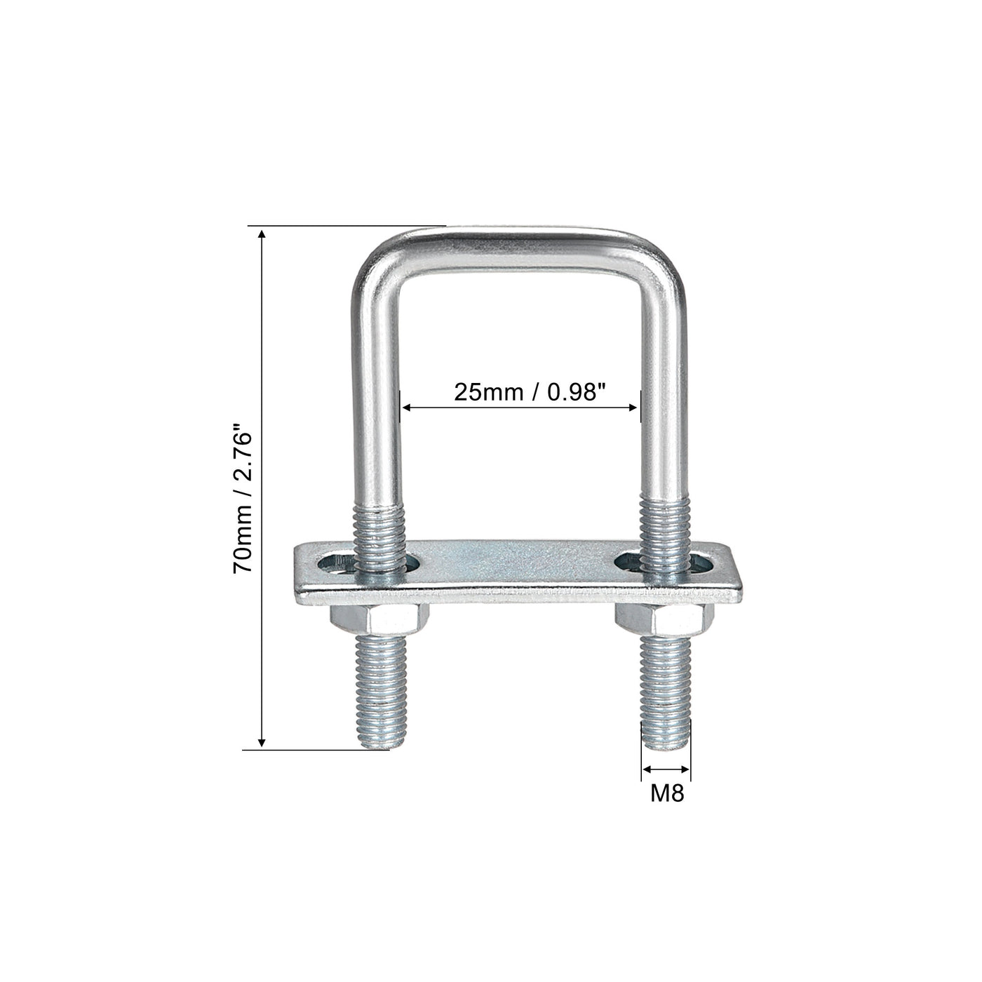 uxcell Uxcell U Bolt Carbon Steel with Nuts Frame Plate Round Washers