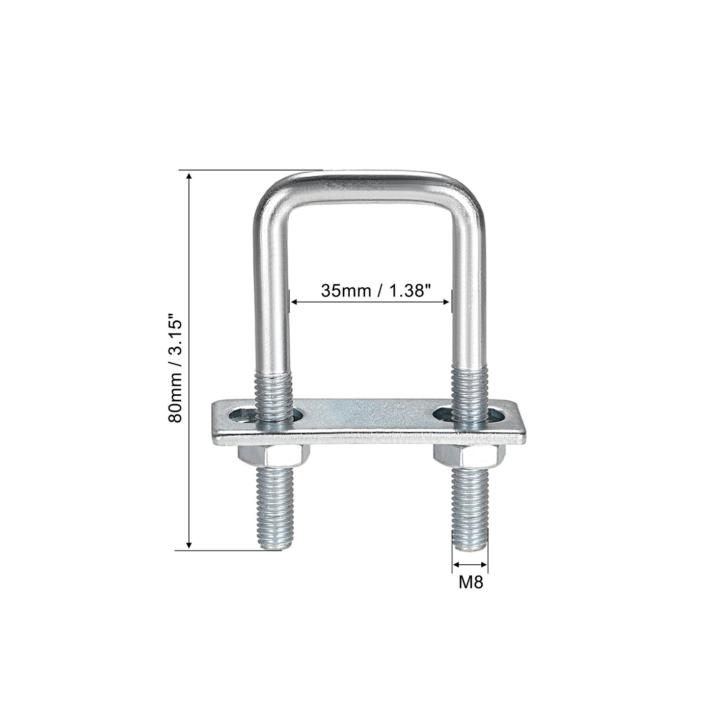 uxcell Uxcell U Bolt Carbon Steel with Nuts Frame Plate Round Washers