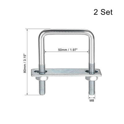 Harfington Uxcell U-Bolts Carbon Steel with Nuts Frame Plate Round Washers