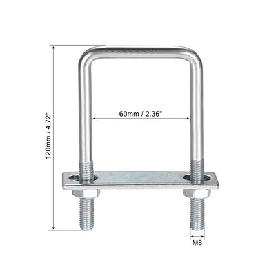 Harfington Uxcell U Bolt Carbon Steel with Nuts Frame Plate Round Washers