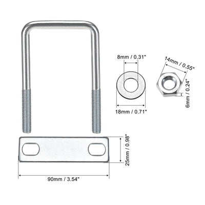 Harfington Uxcell U Bolt Carbon Steel with Nuts Frame Plate Round Washers