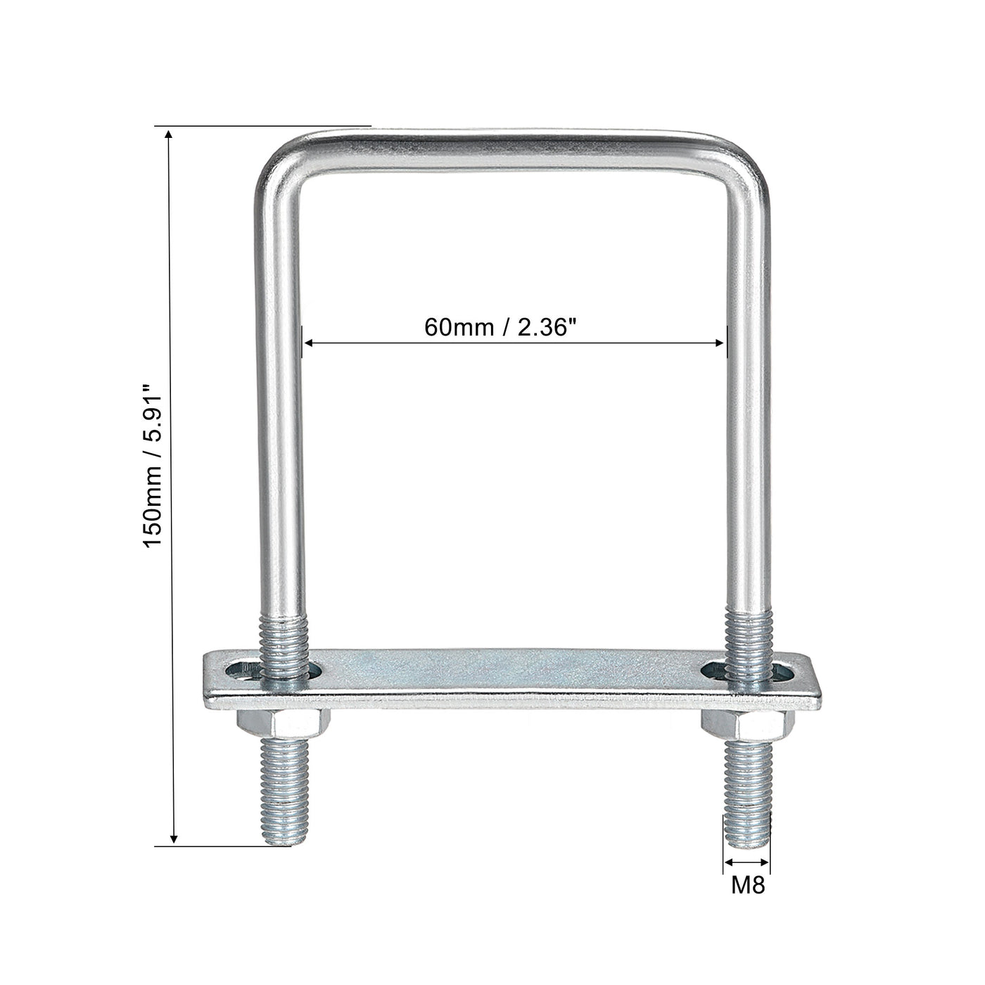 uxcell Uxcell U Bolt Carbon Steel with Nuts Frame Plate Round Washers