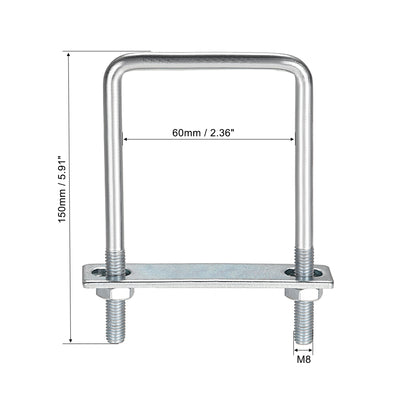 Harfington Uxcell U Bolt Carbon Steel with Nuts Frame Plate Round Washers