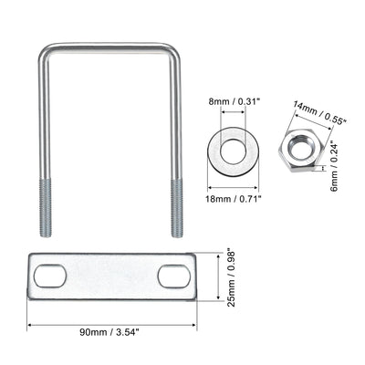 Harfington Uxcell U Bolt Carbon Steel with Nuts Frame Plate Round Washers