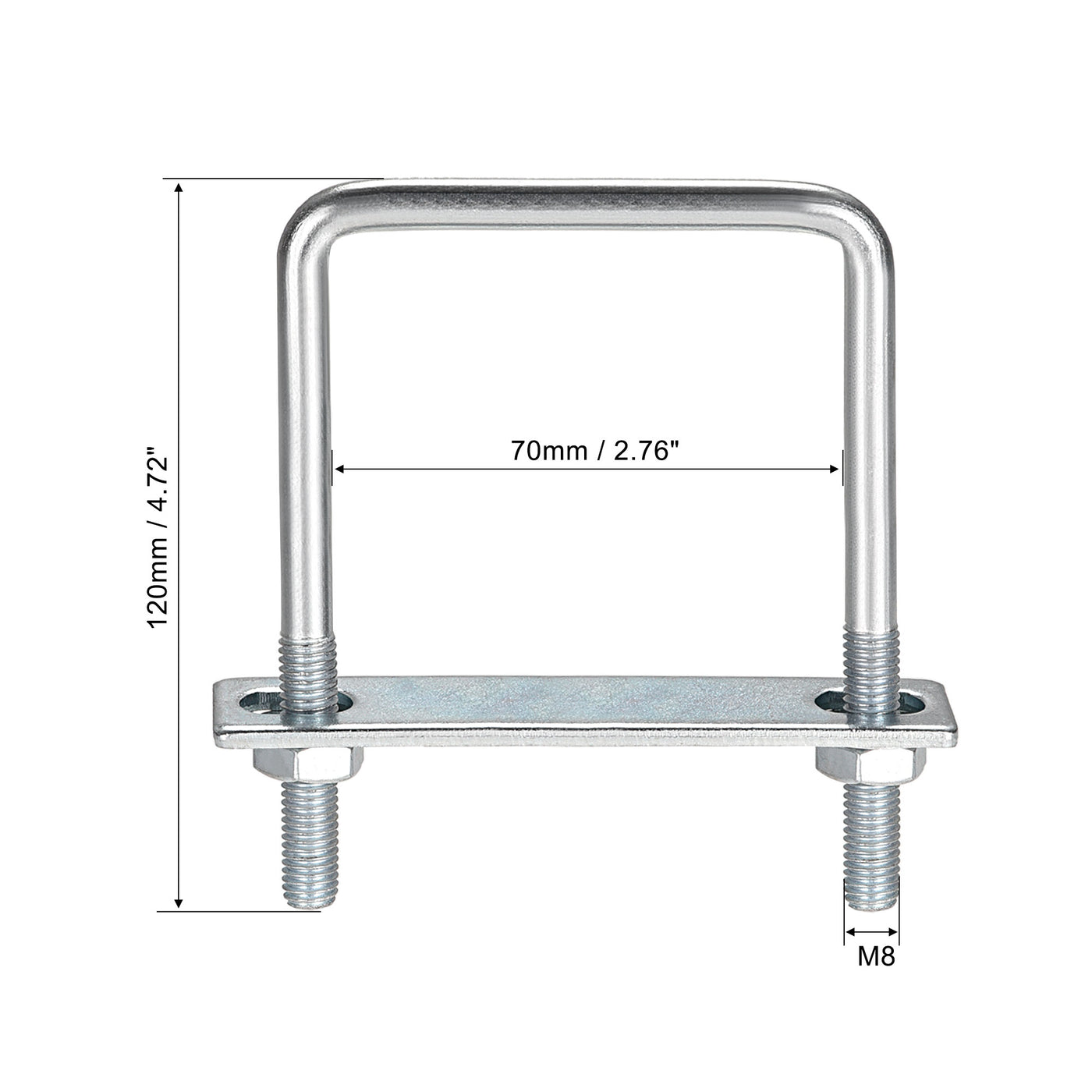 uxcell Uxcell U Bolt Carbon Steel with Nuts Frame Plate Round Washers