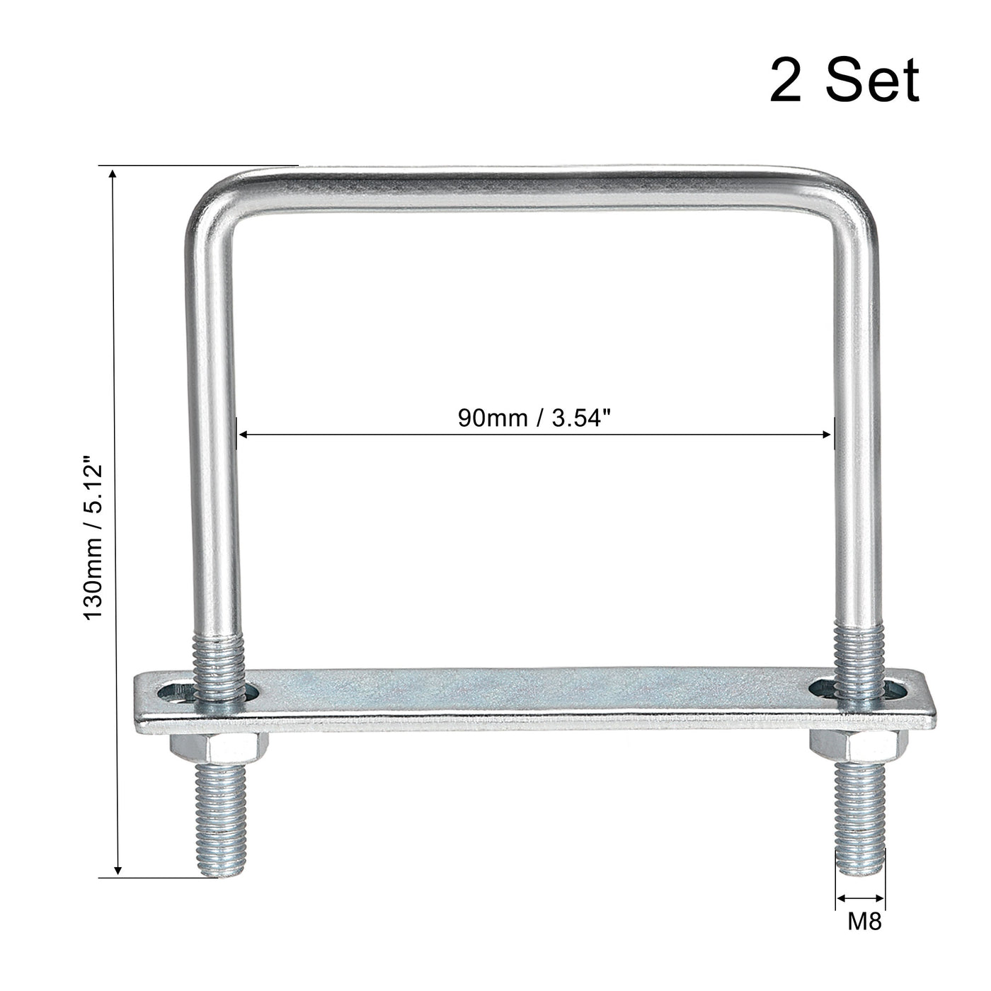 uxcell Uxcell U-Bolts Carbon Steel with Nuts Frame Plate Round Washers