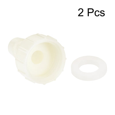 Harfington Uxcell ABS Hose Barb Fitting Coupler, 16mm Barb x G1/2 Female Thread Pipe Adapter, White 2Pcs