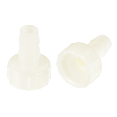 Harfington Uxcell ABS Hose Barb Fitting Coupler, 16mm Barb x G1/2 Female Thread Pipe Adapter, White 2Pcs