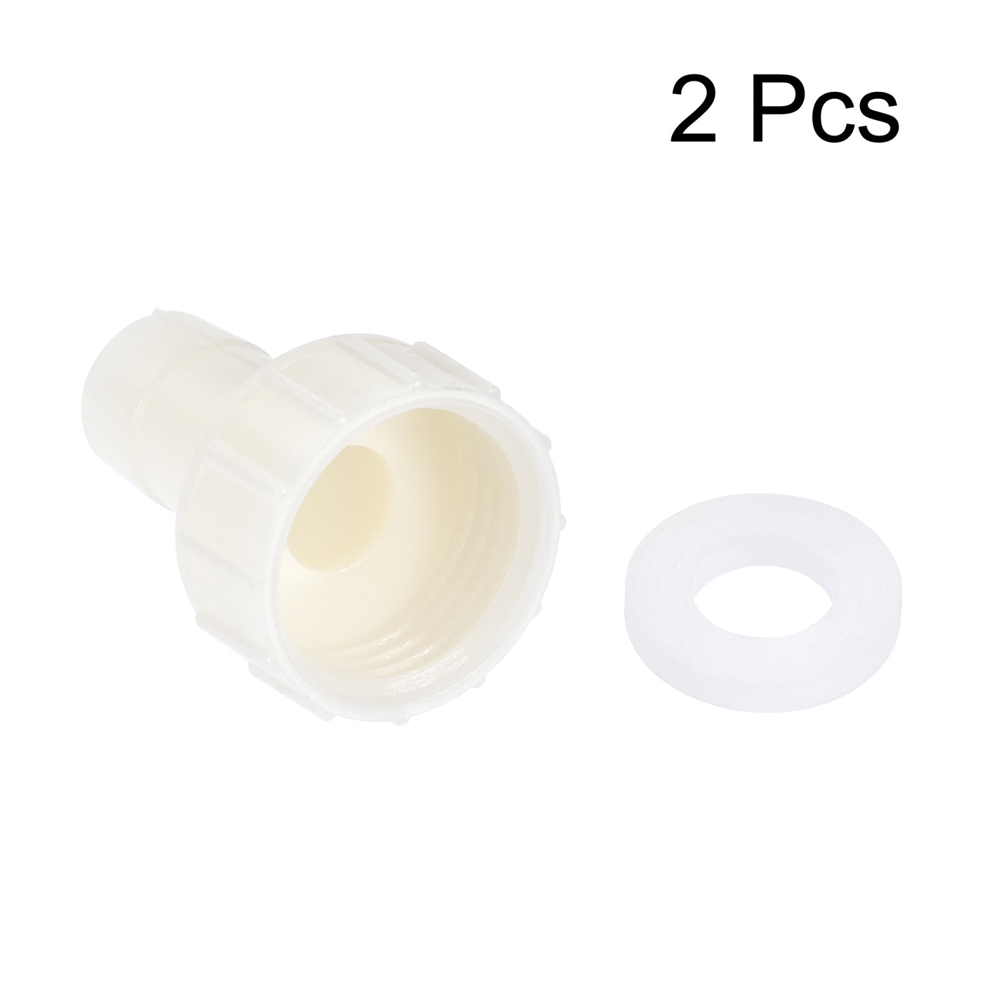 Uxcell Uxcell ABS Hose Barb Fitting Coupler, 16mm Barb x G1/2 Female Thread Pipe Adapter, White 2Pcs