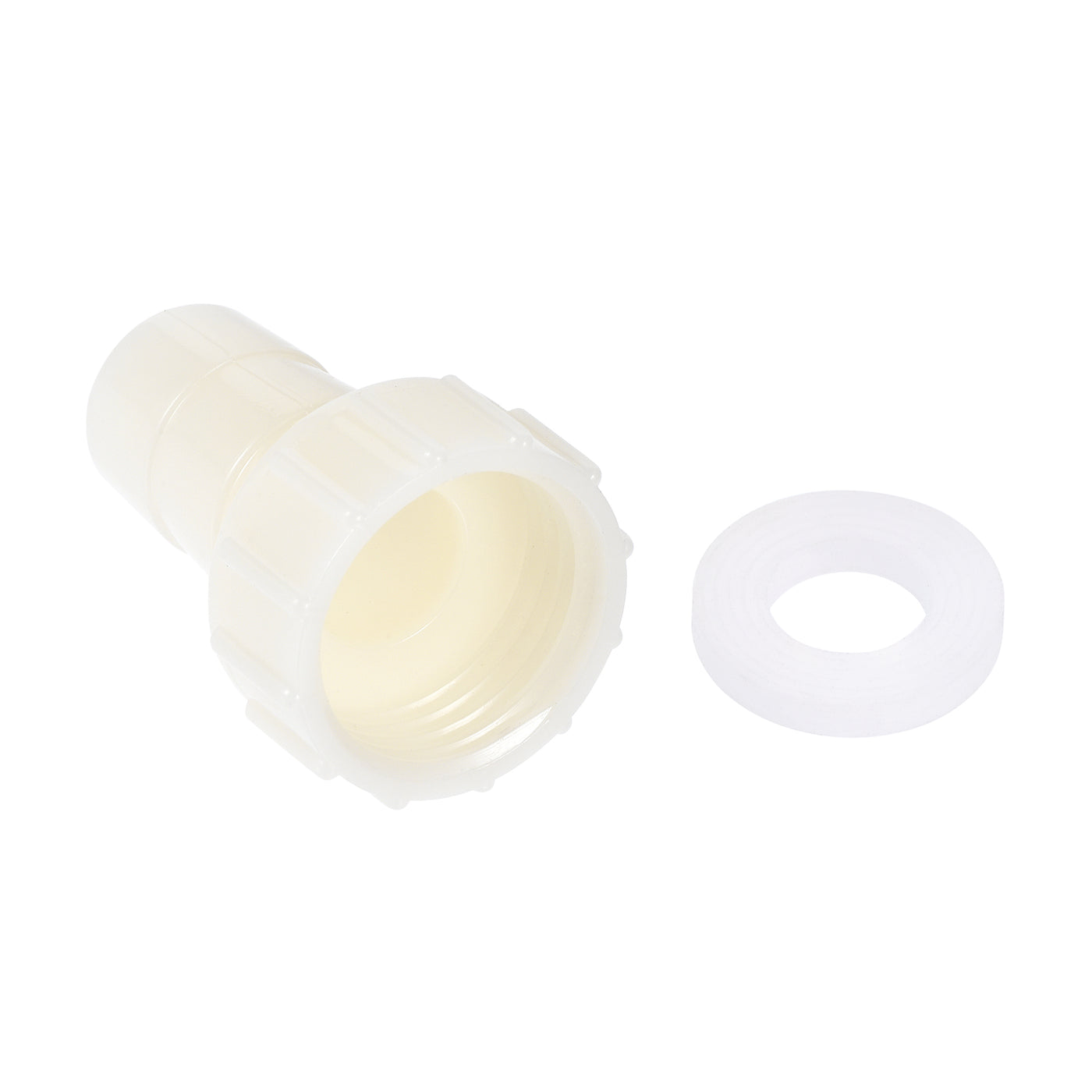 Uxcell Uxcell ABS Hose Barb Fitting Coupler, 16mm Barb x G1/2 Female Thread Pipe Adapter, White 2Pcs