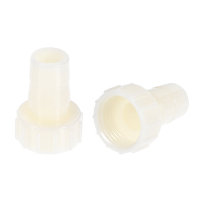 Harfington Uxcell ABS Hose Barb Fitting Coupler, 16mm Barb x G1/2 Female Thread Pipe Adapter, White 2Pcs