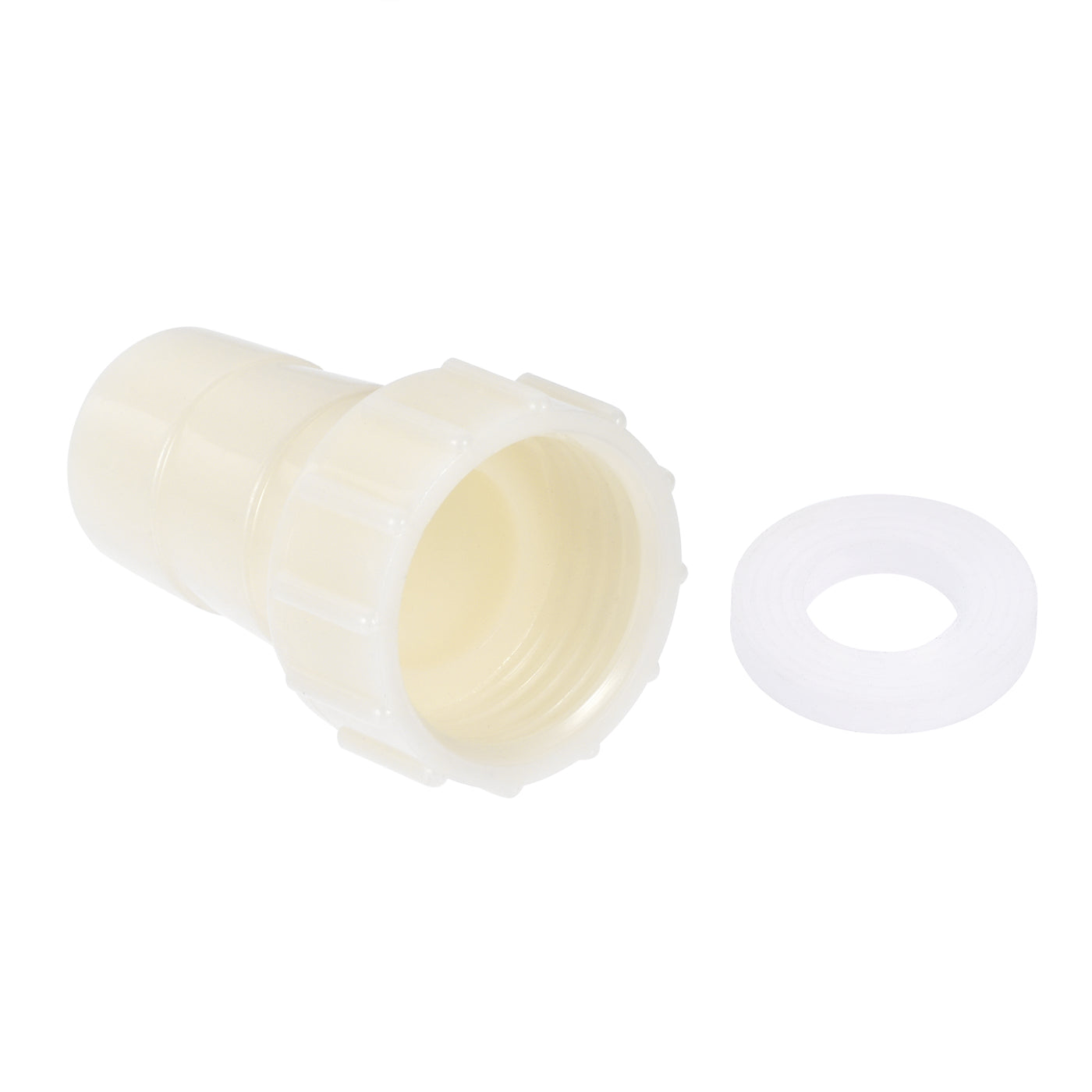 Uxcell Uxcell ABS Hose Barb Fitting Coupler, 16mm Barb x G1/2 Female Thread Pipe Adapter, White 2Pcs