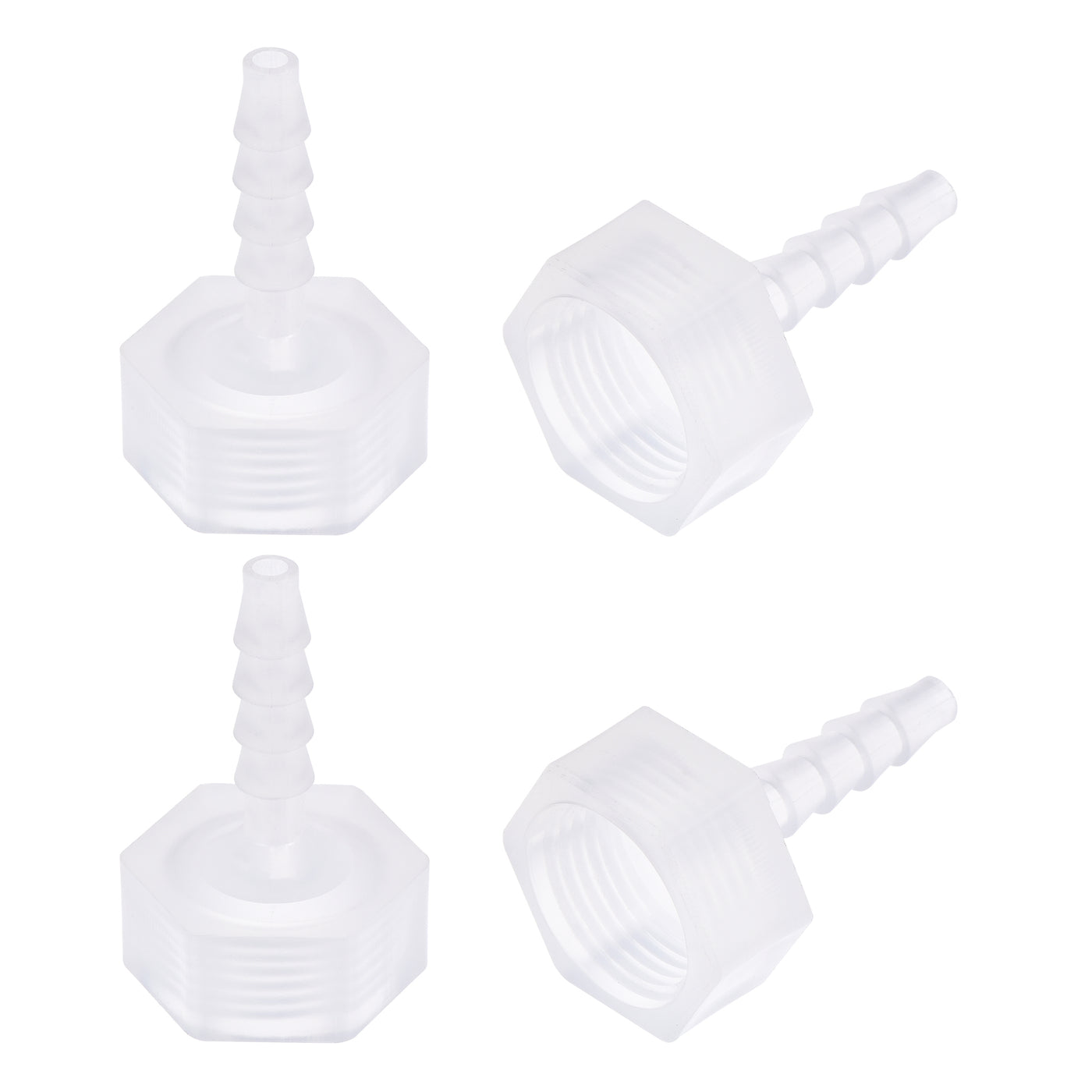 Uxcell Uxcell Polypropylene Hose Barb Fitting Coupler, 6mm Barb x G3/8 Female Thread Pipe Adapter, Translucent 4Pcs