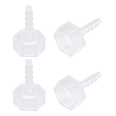 Harfington Uxcell Polypropylene Hose Barb Fitting Coupler, 6mm Barb x G3/8 Female Thread Pipe Adapter, Translucent 4Pcs