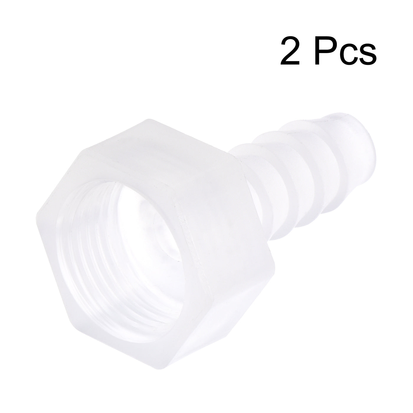 Uxcell Uxcell Polypropylene Hose Barb Fitting Coupler, 10mm Barb x G3/8 Female Thread Pipe Adapter, Translucent 2Pcs