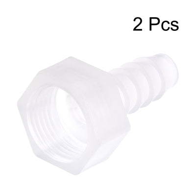 Harfington Uxcell Polypropylene Hose Barb Fitting Coupler, 10mm Barb x G3/8 Female Thread Pipe Adapter, Translucent 2Pcs