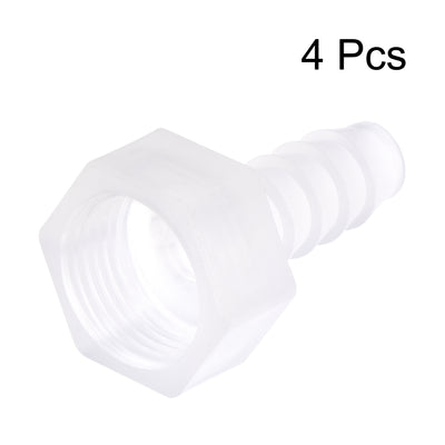 Harfington Uxcell Polypropylene Hose Barb Fitting Coupler, 6mm Barb x G3/8 Female Thread Pipe Adapter, Translucent 4Pcs