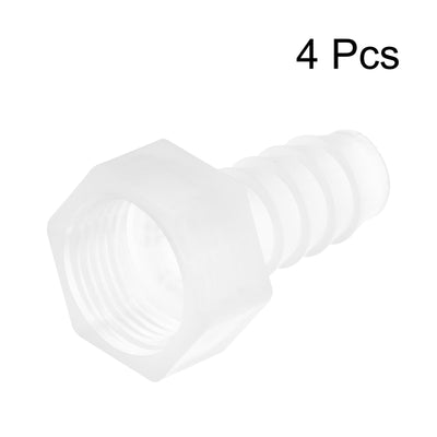 Harfington Uxcell Polypropylene Hose Barb Fitting Coupler, 6mm Barb x G3/8 Female Thread Pipe Adapter, Translucent 4Pcs