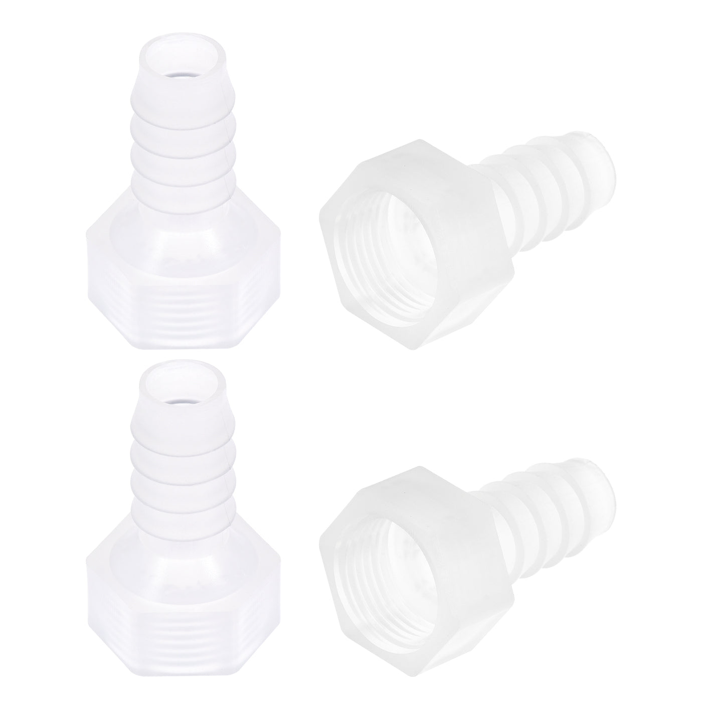 Uxcell Uxcell Polypropylene Hose Barb Fitting Coupler, 6mm Barb x G3/8 Female Thread Pipe Adapter, Translucent 4Pcs