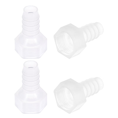 Harfington Uxcell Polypropylene Hose Barb Fitting Coupler, 6mm Barb x G3/8 Female Thread Pipe Adapter, Translucent 4Pcs