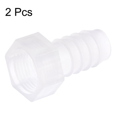 Harfington Uxcell Polypropylene Hose Barb Fitting Coupler, 10mm Barb x G3/8 Female Thread Pipe Adapter, Translucent 2Pcs