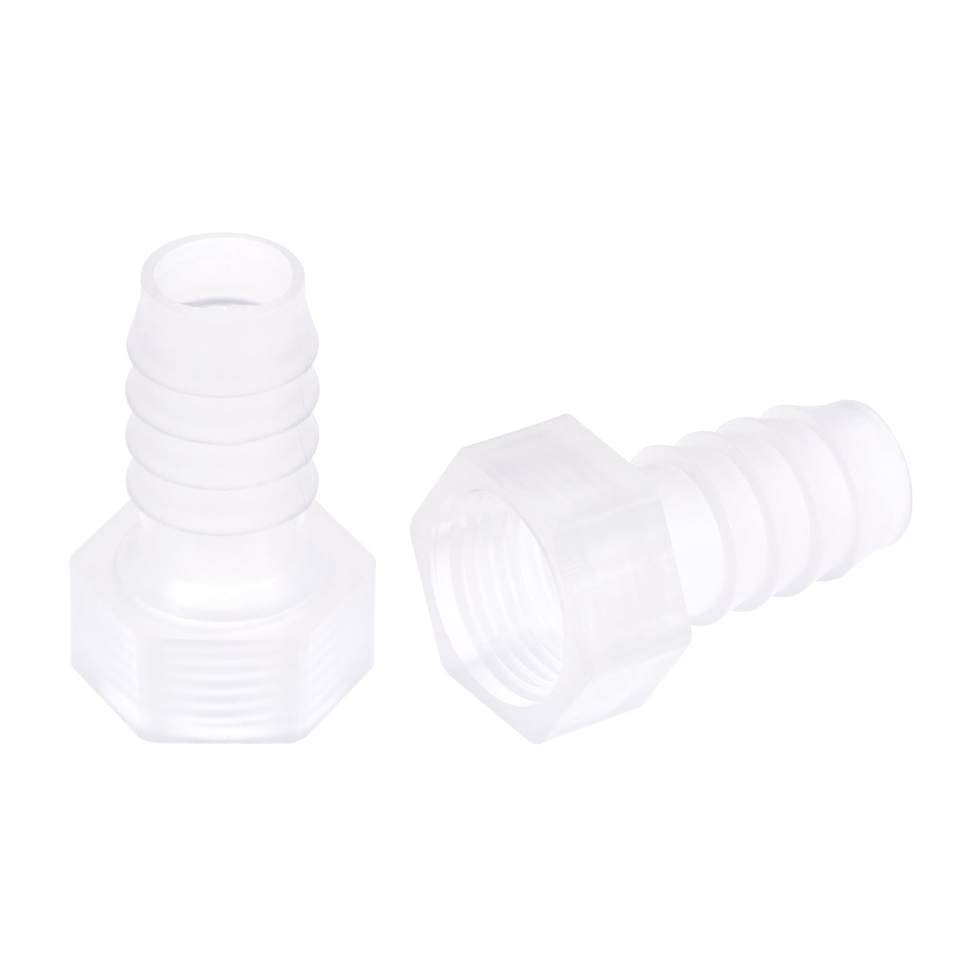 Uxcell Uxcell Polypropylene Hose Barb Fitting Coupler, 10mm Barb x G3/8 Female Thread Pipe Adapter, Translucent 2Pcs