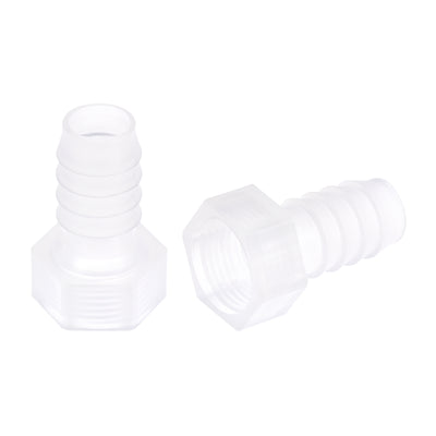 Harfington Uxcell Polypropylene Hose Barb Fitting Coupler, 10mm Barb x G3/8 Female Thread Pipe Adapter, Translucent 2Pcs