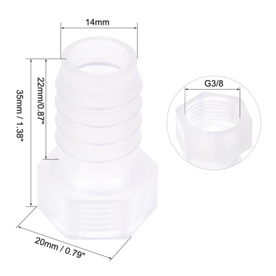 Harfington Uxcell Polypropylene Hose Barb Fitting Coupler, 10mm Barb x G3/8 Female Thread Pipe Adapter, Translucent 2Pcs