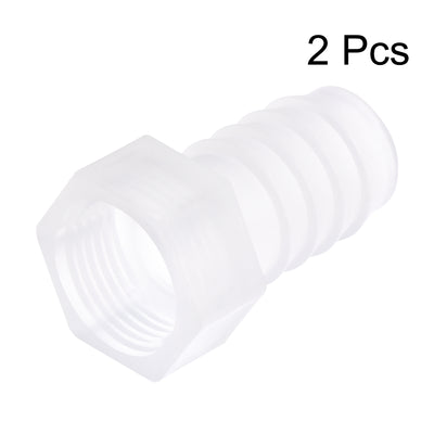 Harfington Uxcell Polypropylene Hose Barb Fitting Coupler, 10mm Barb x G3/8 Female Thread Pipe Adapter, Translucent 2Pcs