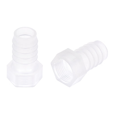 Harfington Uxcell Polypropylene Hose Barb Fitting Coupler, 10mm Barb x G3/8 Female Thread Pipe Adapter, Translucent 2Pcs