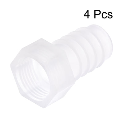 Harfington Uxcell Polypropylene Hose Barb Fitting Coupler, 6mm Barb x G3/8 Female Thread Pipe Adapter, Translucent 4Pcs