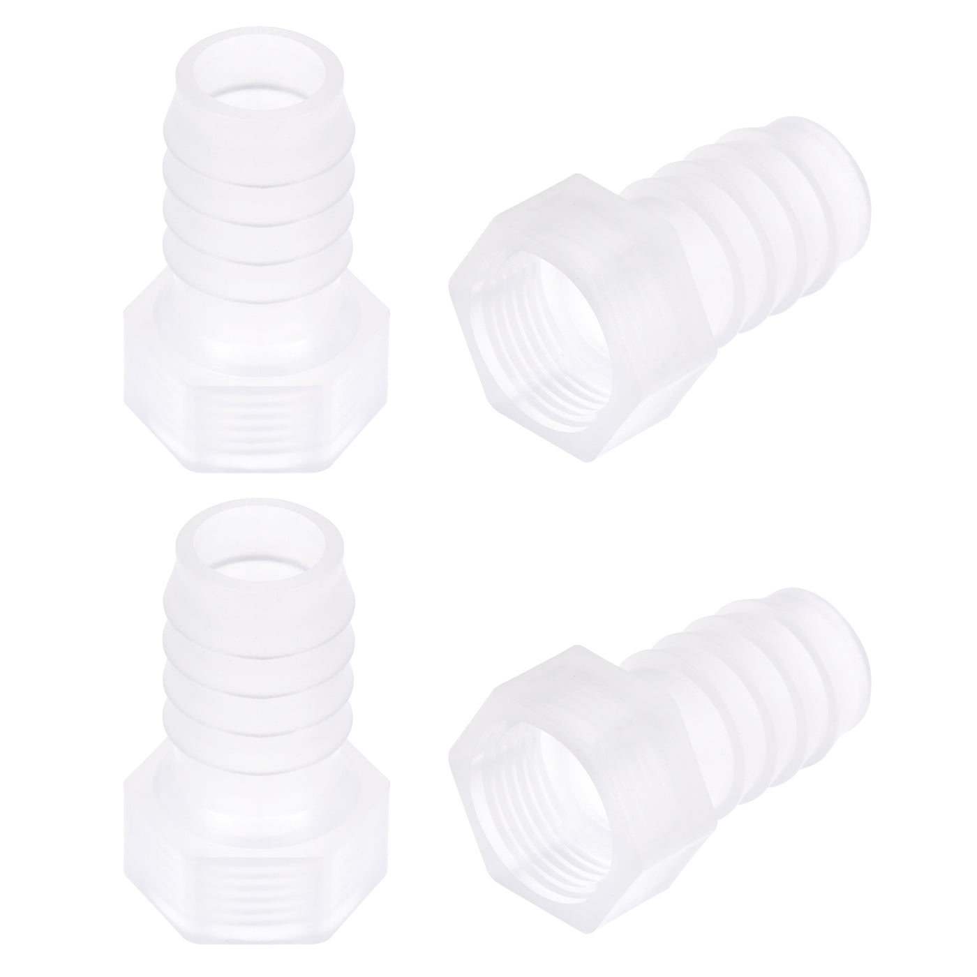 Uxcell Uxcell Polypropylene Hose Barb Fitting Coupler, 6mm Barb x G3/8 Female Thread Pipe Adapter, Translucent 4Pcs