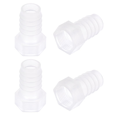 Harfington Uxcell Polypropylene Hose Barb Fitting Coupler, 6mm Barb x G3/8 Female Thread Pipe Adapter, Translucent 4Pcs