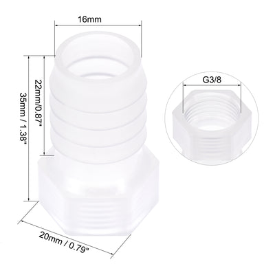 Harfington Uxcell Polypropylene Hose Barb Fitting Coupler, 10mm Barb x G3/8 Female Thread Pipe Adapter, Translucent 2Pcs