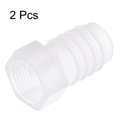 Harfington Uxcell Polypropylene Hose Barb Fitting Coupler, 10mm Barb x G3/8 Female Thread Pipe Adapter, Translucent 2Pcs