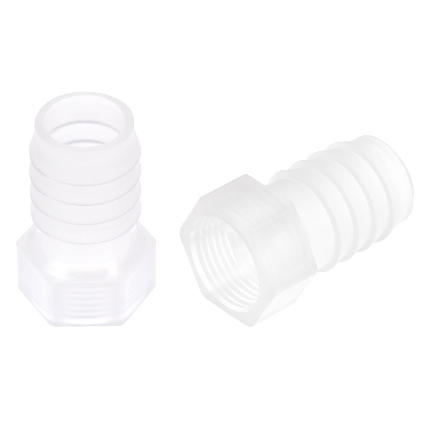 Uxcell Uxcell Polypropylene Hose Barb Fitting Coupler, 10mm Barb x G3/8 Female Thread Pipe Adapter, Translucent 2Pcs