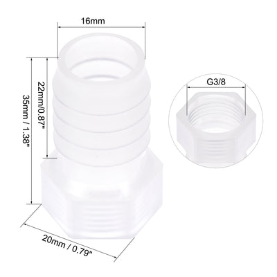 Harfington Uxcell Polypropylene Hose Barb Fitting Coupler, 6mm Barb x G3/8 Female Thread Pipe Adapter, Translucent 4Pcs