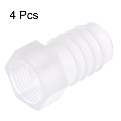 Harfington Uxcell Polypropylene Hose Barb Fitting Coupler, 6mm Barb x G3/8 Female Thread Pipe Adapter, Translucent 4Pcs