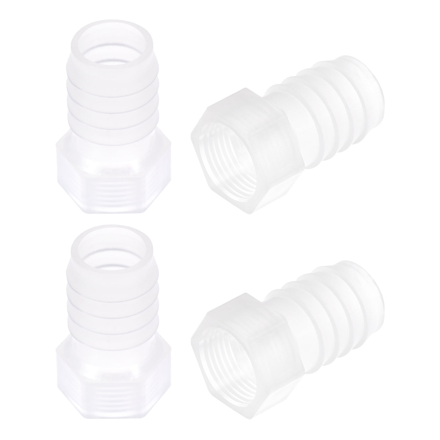 Uxcell Uxcell Polypropylene Hose Barb Fitting Coupler, 6mm Barb x G3/8 Female Thread Pipe Adapter, Translucent 4Pcs