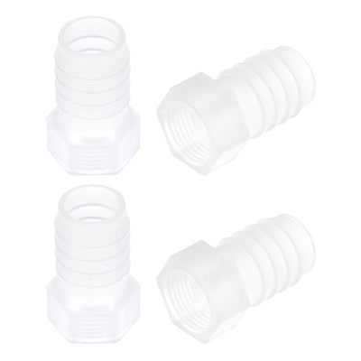 Harfington Uxcell Polypropylene Hose Barb Fitting Coupler, 6mm Barb x G3/8 Female Thread Pipe Adapter, Translucent 4Pcs