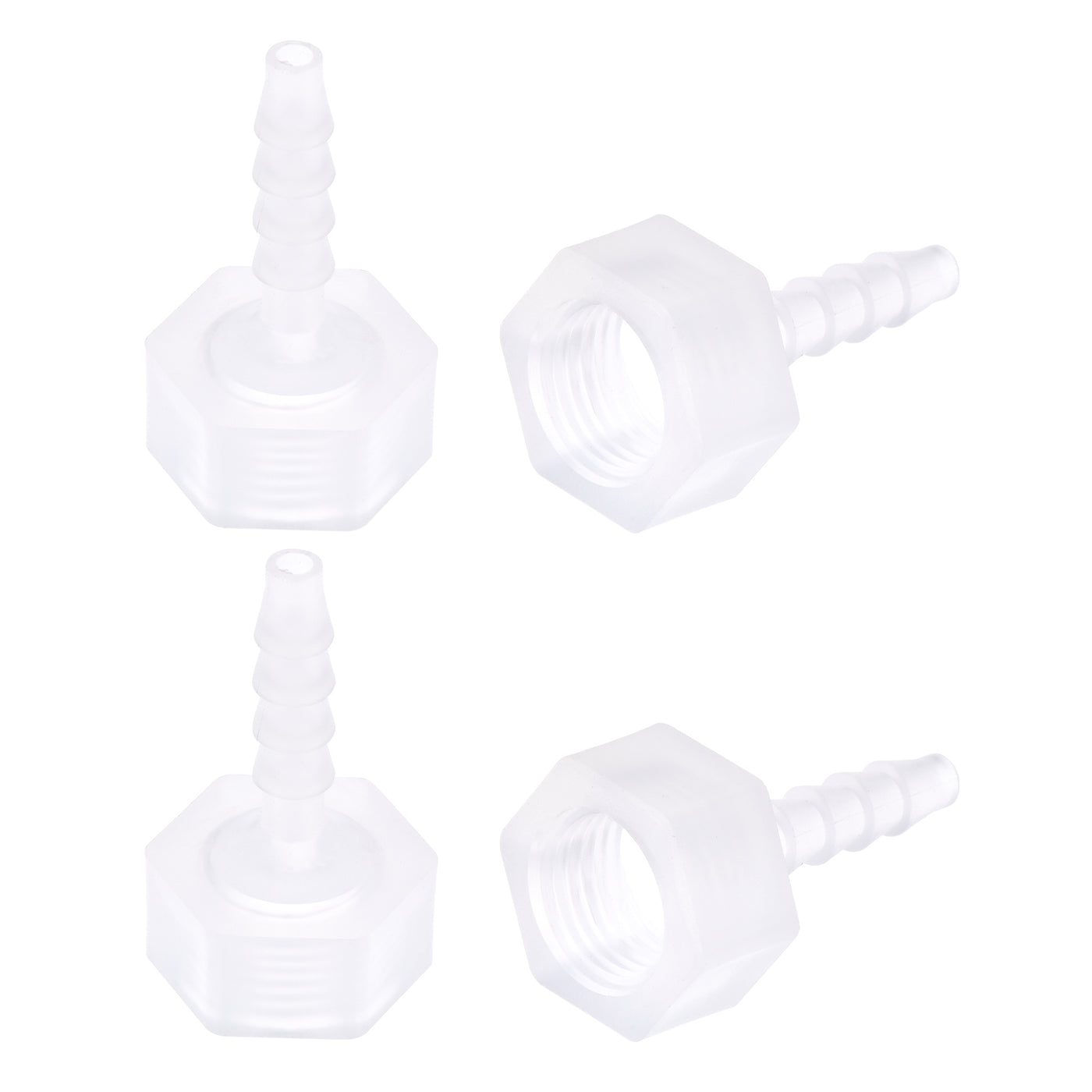 Uxcell Uxcell Polypropylene Hose Barb Fitting Coupler, 8mm Barb x G1/4 Female Thread Pipe Adapter, Translucent 4Pcs