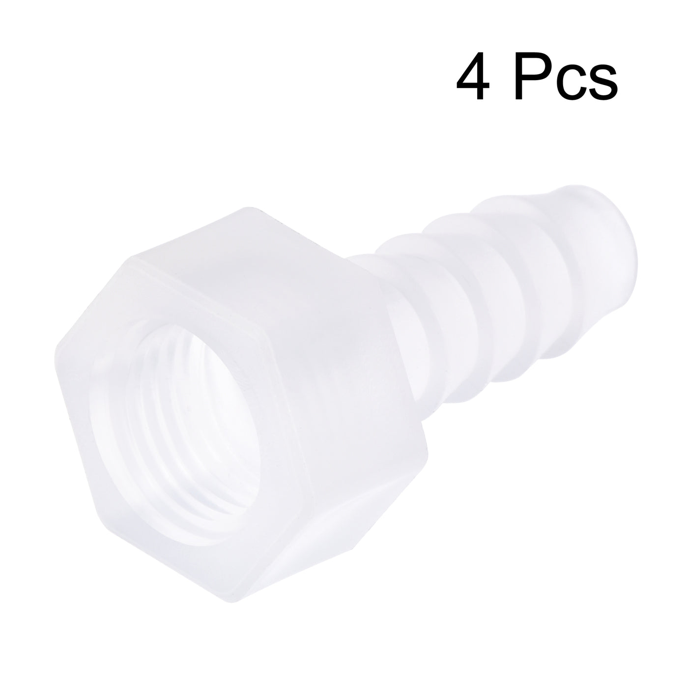 Uxcell Uxcell Polypropylene Hose Barb Fitting Coupler, 8mm Barb x G1/4 Female Thread Pipe Adapter, Translucent 4Pcs