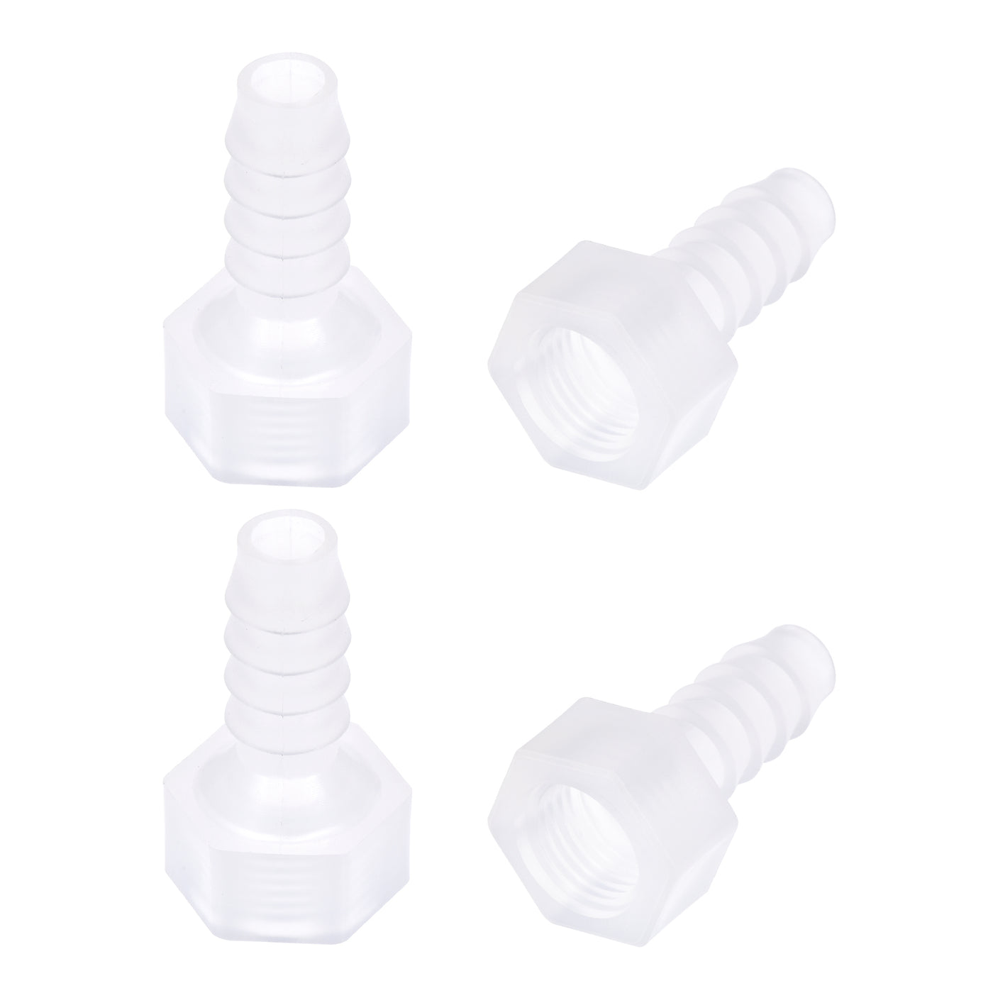 Uxcell Uxcell Polypropylene Hose Barb Fitting Coupler, 8mm Barb x G1/4 Female Thread Pipe Adapter, Translucent 4Pcs