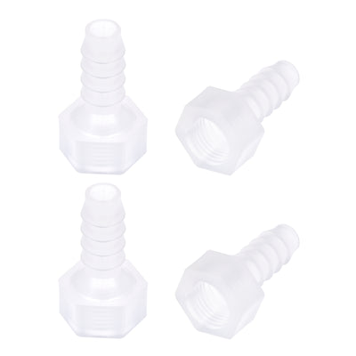 Harfington Uxcell Polypropylene Hose Barb Fitting Coupler, 8mm Barb x G1/4 Female Thread Pipe Adapter, Translucent 4Pcs