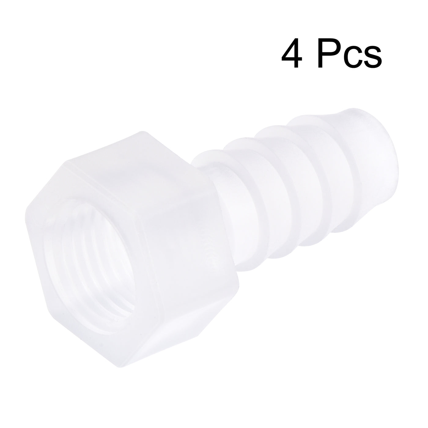 Uxcell Uxcell Polypropylene Hose Barb Fitting Coupler, 8mm Barb x G1/4 Female Thread Pipe Adapter, Translucent 4Pcs