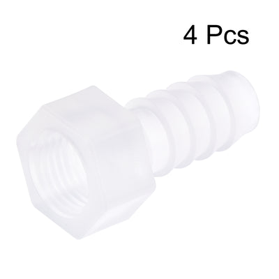 Harfington Uxcell Polypropylene Hose Barb Fitting Coupler, 8mm Barb x G1/4 Female Thread Pipe Adapter, Translucent 4Pcs